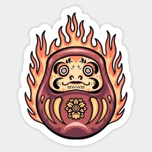 Flaming Japanese Daruma Doll Sticker